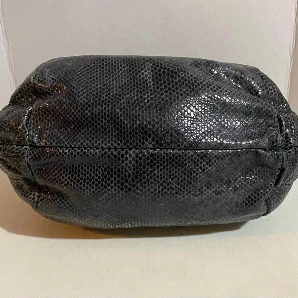 Furla gray snake skin leather hobo handbag